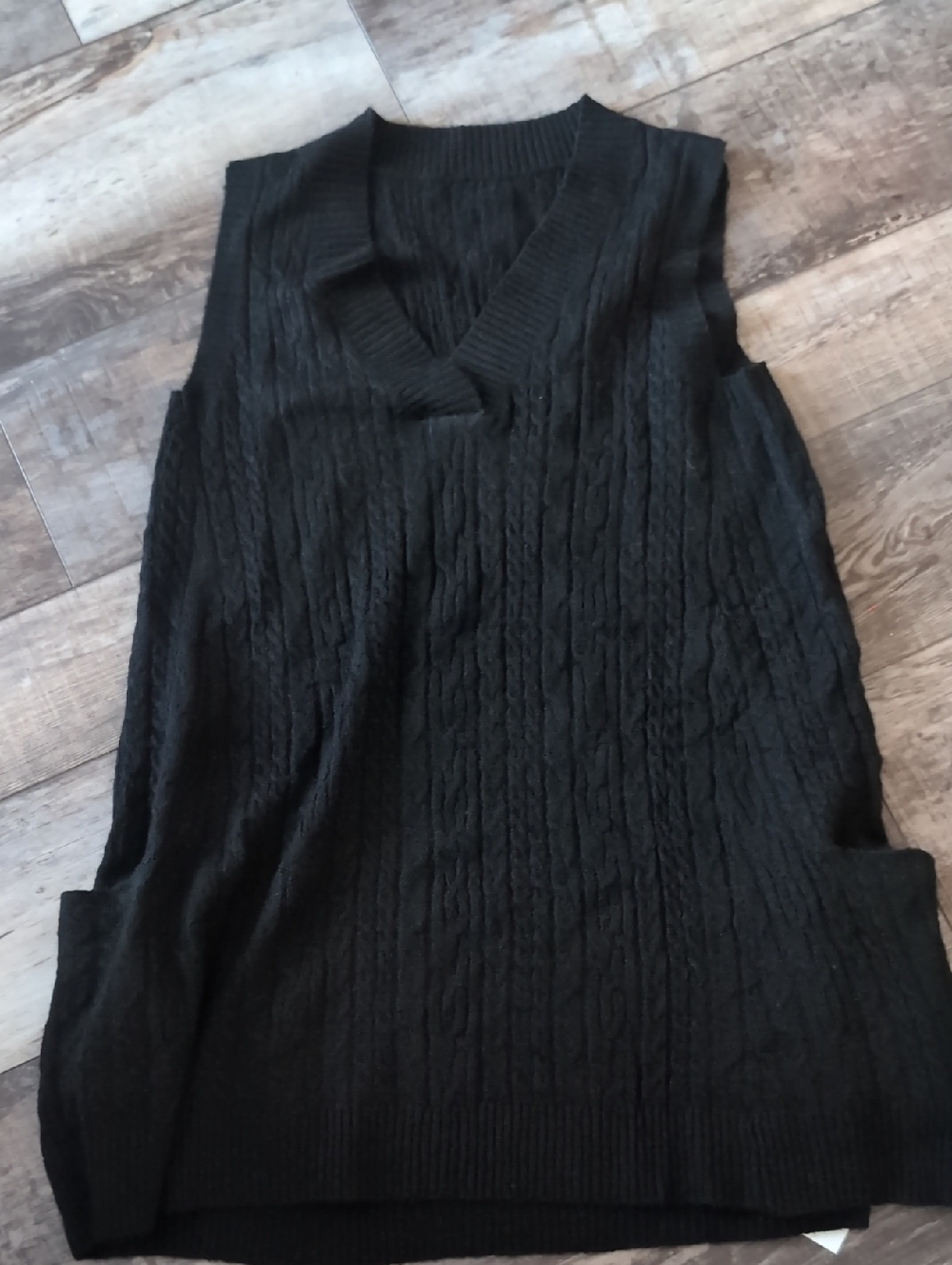 Black V-Neck Cable Knit Sweater Vest